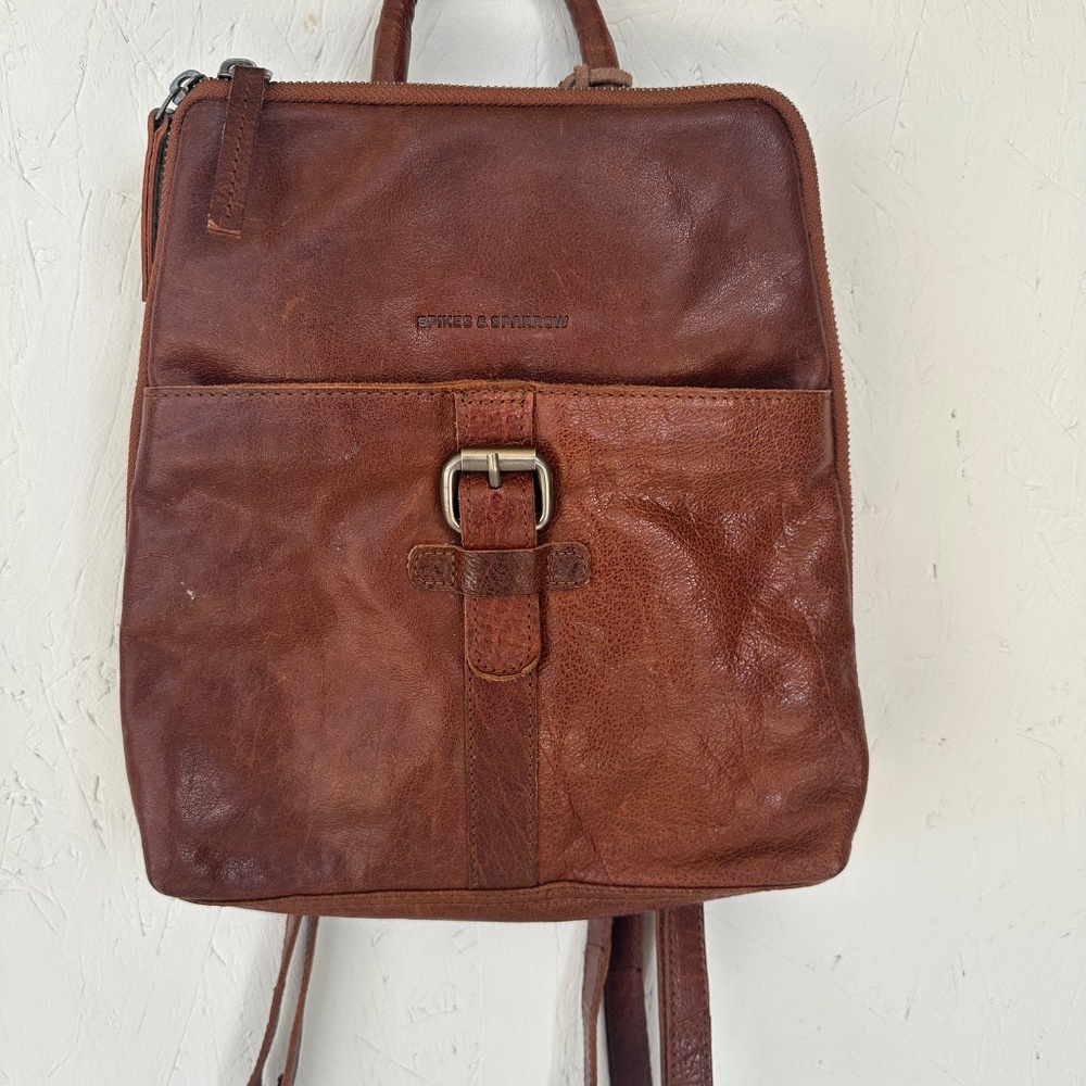 Spikes and Sparrow Texas Leather Backpack in Brandy Cognac - Picture 2 of 14